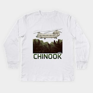 Chinook Transport Helicopter Military Armed Forces Novelty Gift Kids Long Sleeve T-Shirt